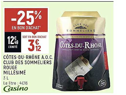 côtes-du-rhône a.o.c. club des sommeliers rouge millésimé