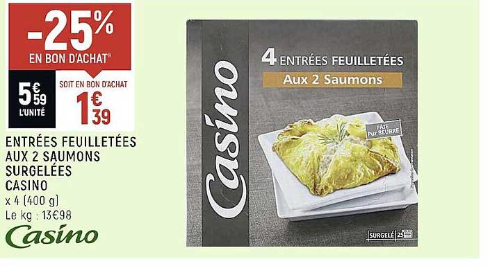 entrées feuilletées aux 2 saumons surgelées casino