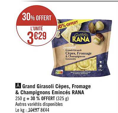 Ggrand Girasoli Cèpes, Fromage & Champignons Emincés Rana