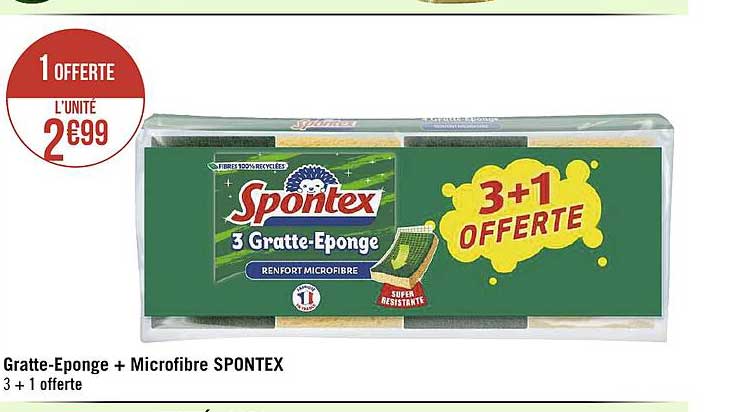 gratte-eponge + microfibre spontex