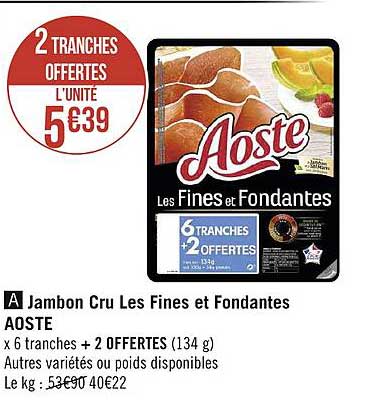 Jambon Cru Les Fines Et Fondantes Aoste