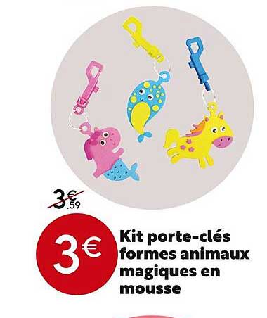 kit porte-clés formes animaux magiques en mousse