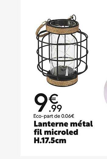 lanterne métal fil microled h.17.5cm