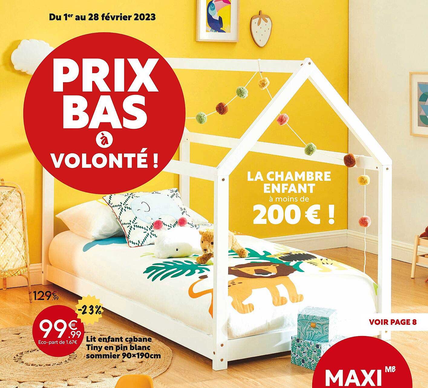 lit enfant cabane tiny en pin blanc sommier 90x190cm