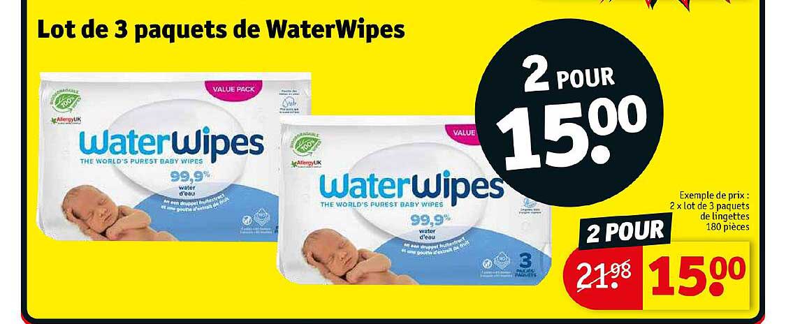 lot de 3 paquets de water wipes
