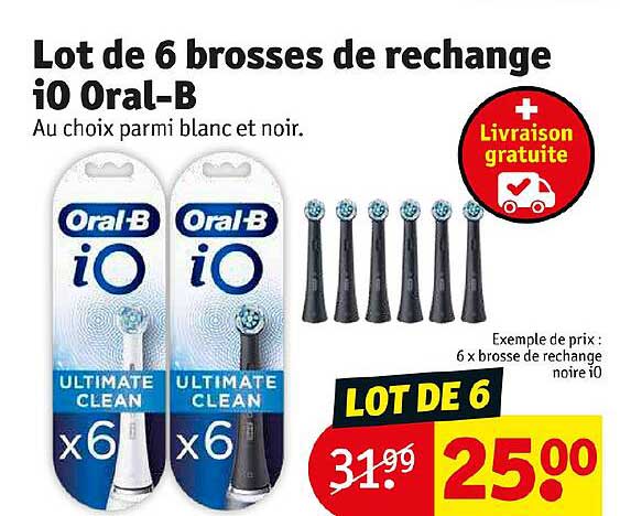 lot de 6 brosses de rechange io oral-b