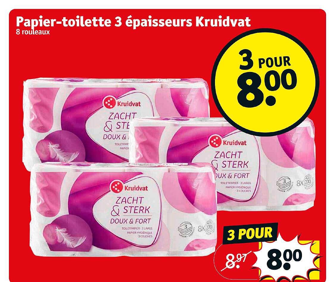 papier-toilette 3 épaisseurs kruidvat