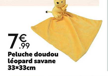 peluche doudou léopard savane 33x33cm