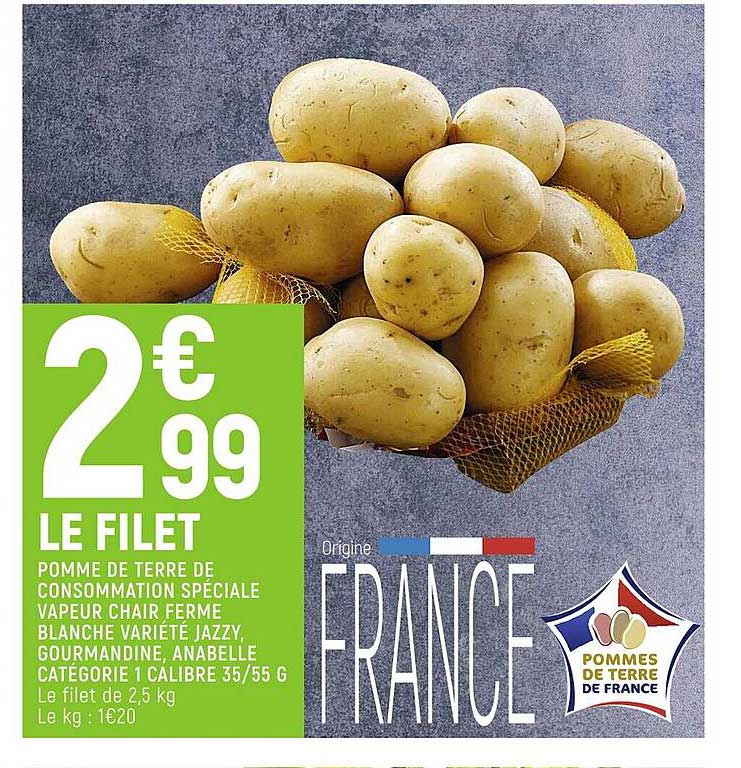 pomme de terre de consommation spéciale vapeur chair ferme blanche variété jazzy gourmandine anabelle