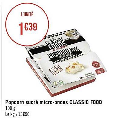 Popcorn Sucré Micro-ondes Classic Food