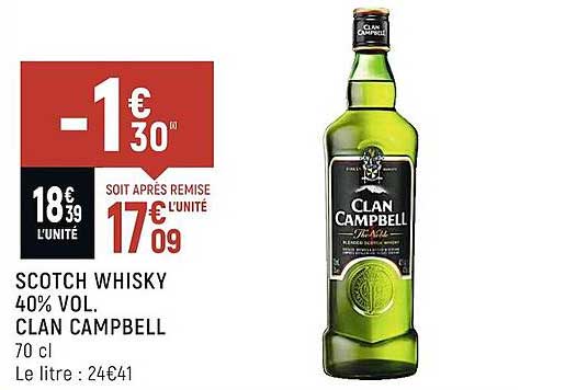 scotch whisky 40% vol. clan campbell