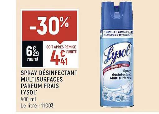 spray désinfectant multisurfaces parfum frais lysol