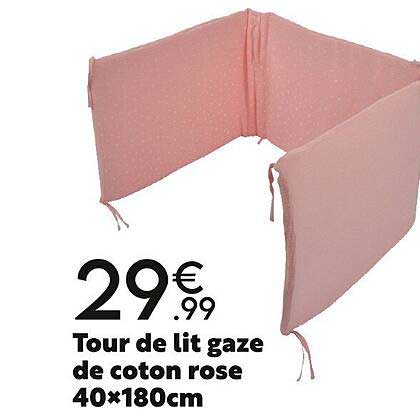 tour de lit gaze de coton rose 40x180cm
