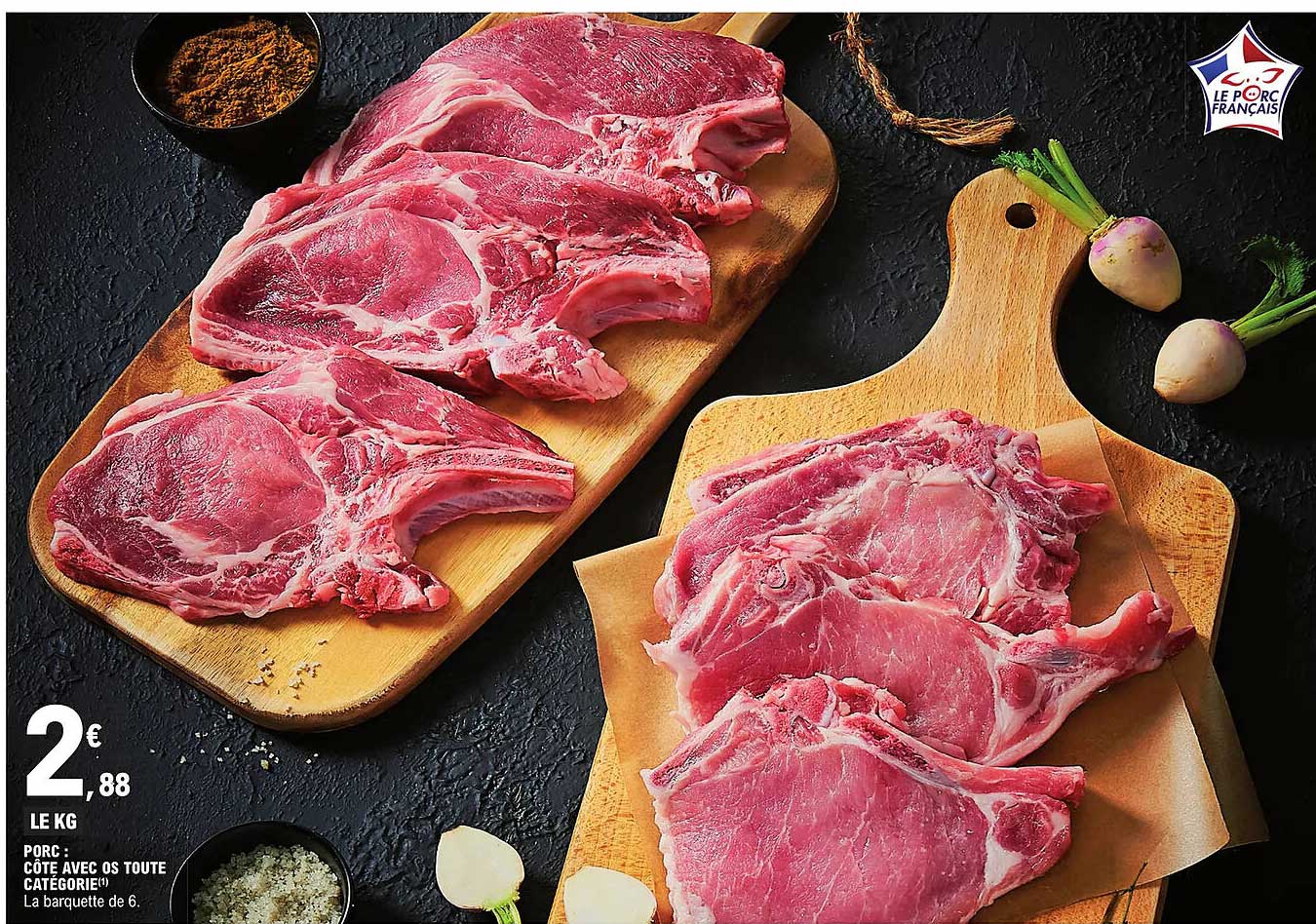 porc : côte avec os toute catégorie