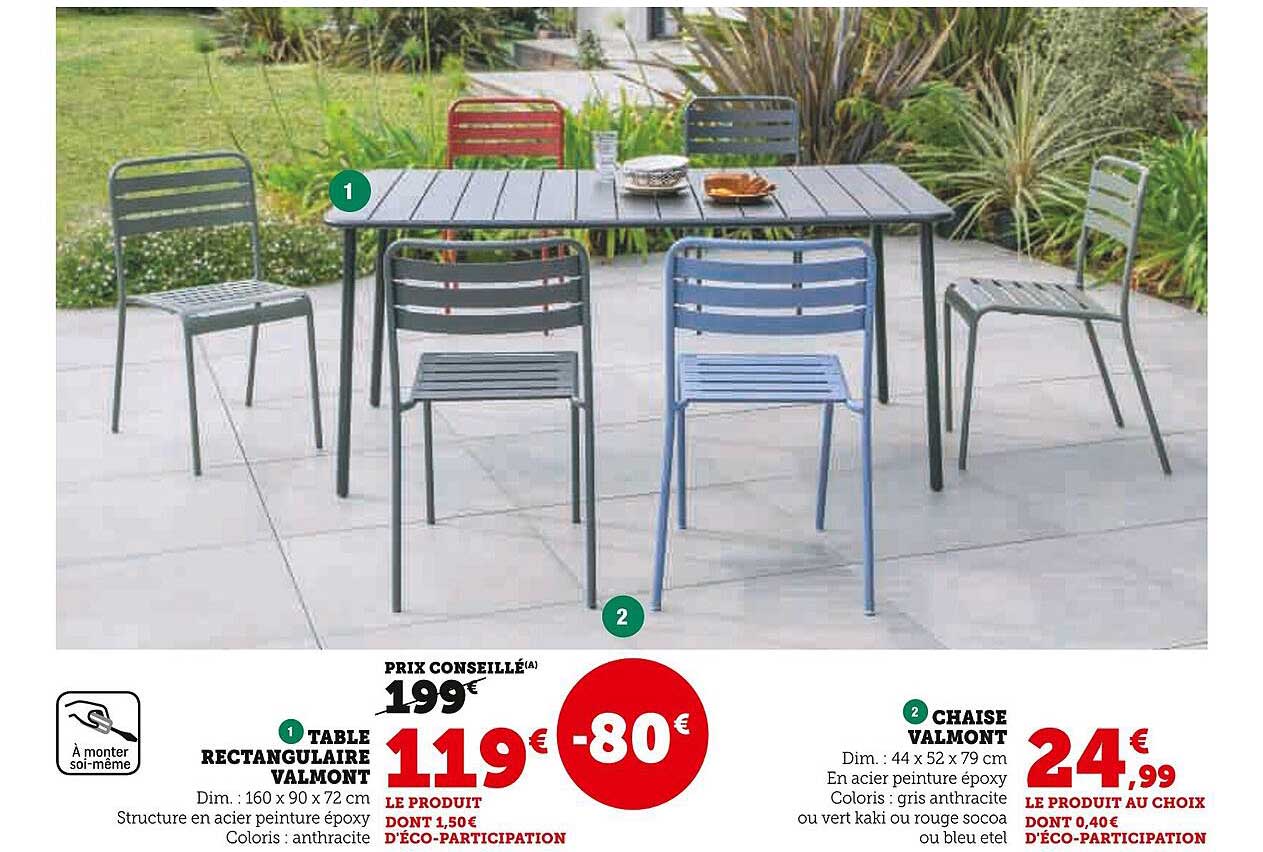 Table Rectangulaire Valmont, Chaise Valmont