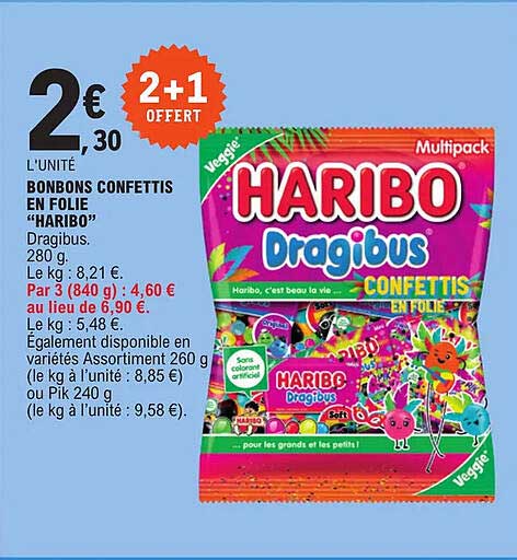 2+1 Offert Bonbons Confettis En Folie Haribo