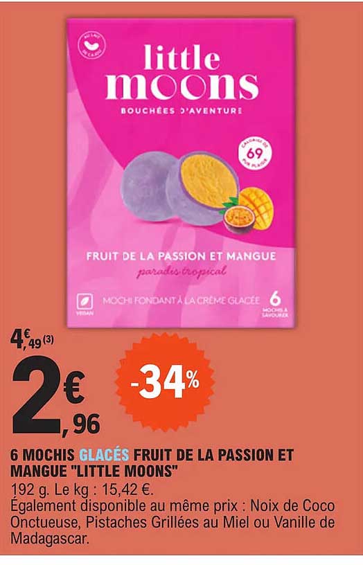 6 mochis glacés fruit de la passion et mangue "little moons"