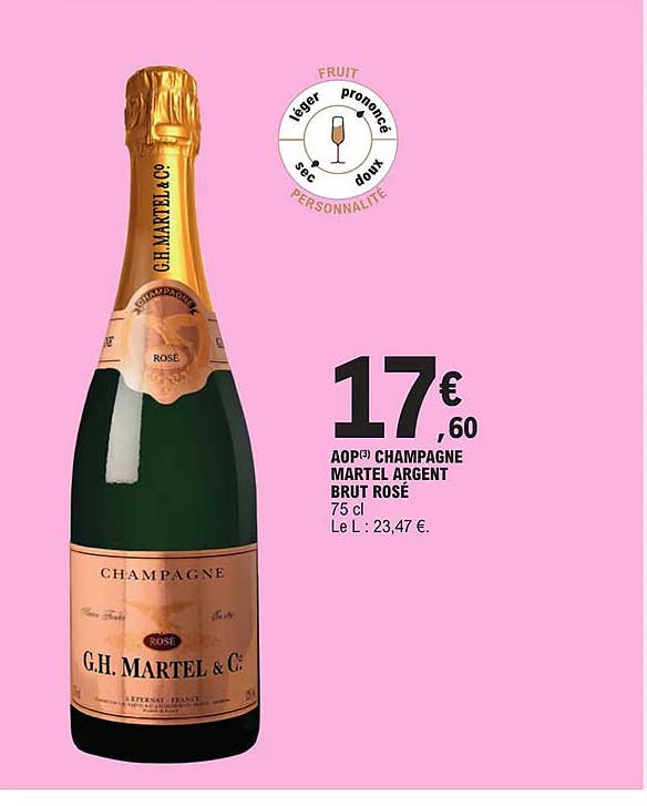 aop champagne martel argent brut rosé