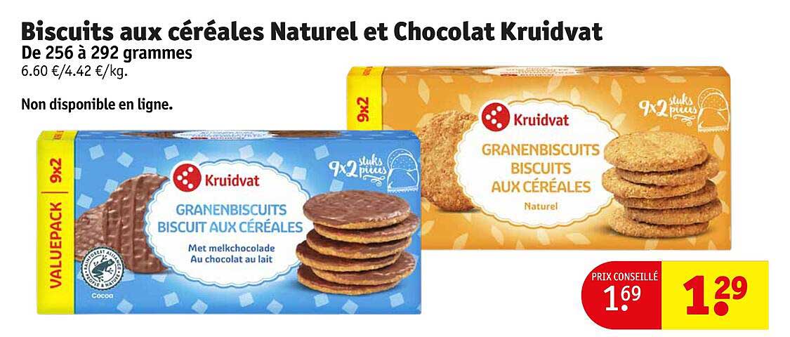 Biscuits Aux Céréales Naturel Et Chocolat Kruidvat