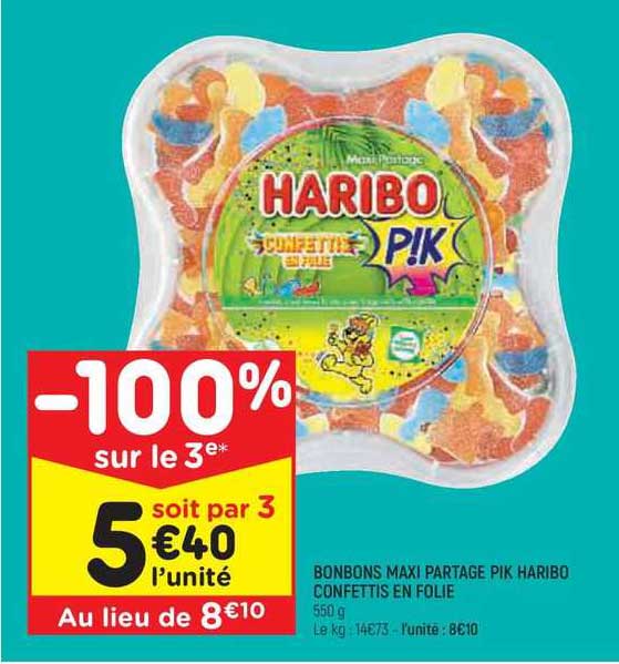 bonbons maxi partage pik haribo confettis en folie