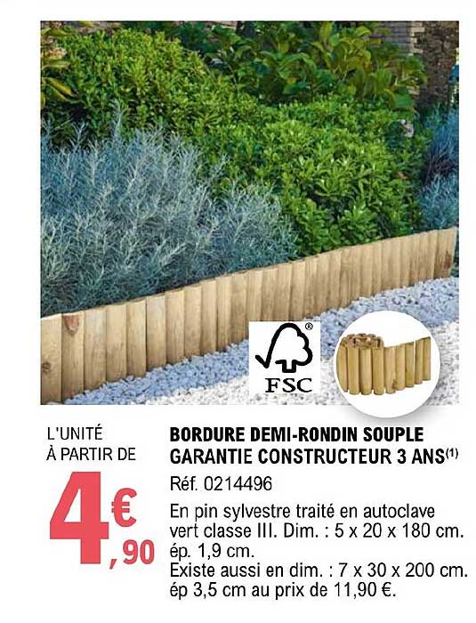 bordure demi-rondin souple