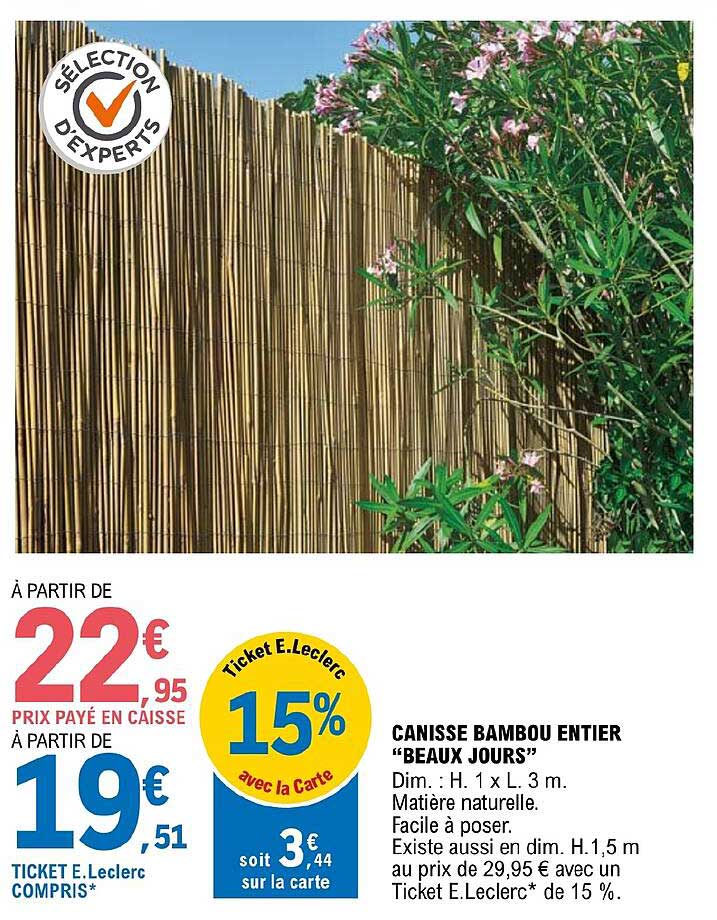 canisse bambou entier "beaux jours"