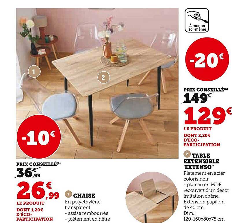 chaise, table extensible 'extenso'
