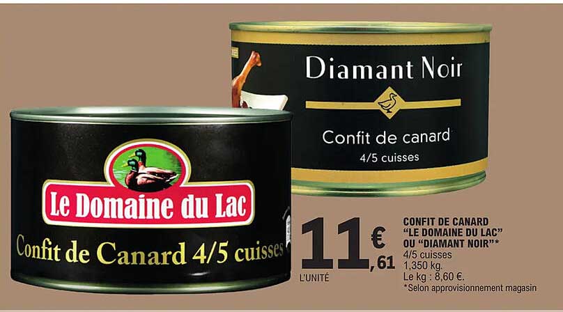 confit de canard "le domaine du lac" ou "diamant noir"