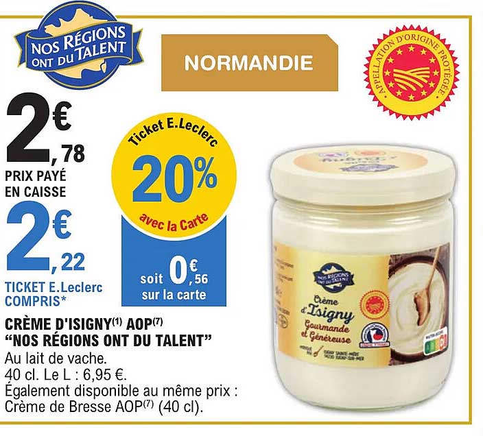 crème d'isigny aop "nos régions ont du talent"
