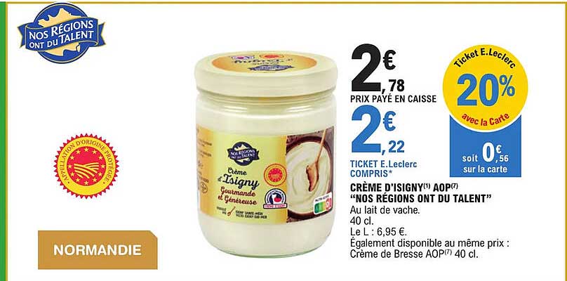 crème d'isigny aop "nos régions ont du talent"
