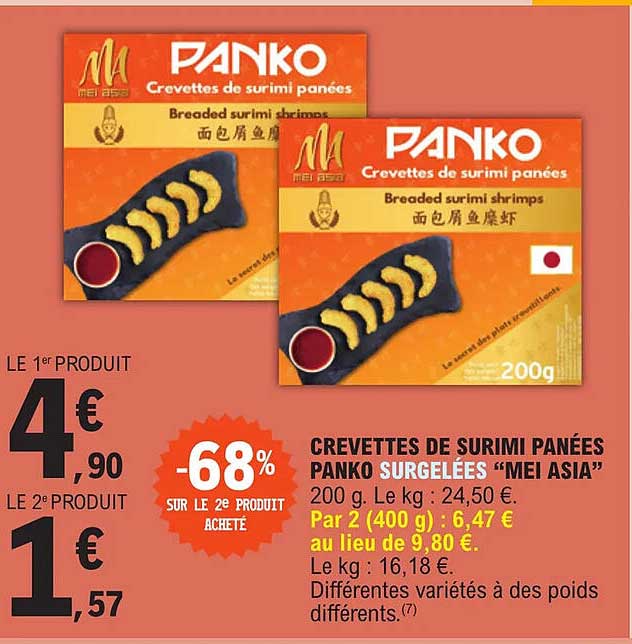 crevettes de surimi panées panko surgelées "mei asia"