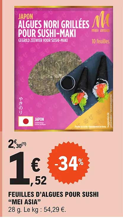 feuilles d'algues pour sushi "mei asia"
