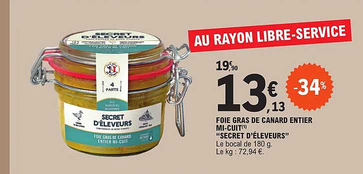 foie gras de canard entier mi-cuit "secret d'éleveurs"