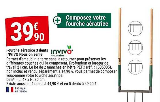 fourche aératrice 3 dents invivo nous on sème