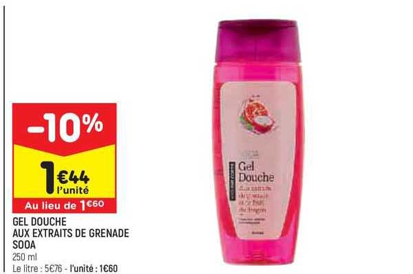 gel douche aux extraits de grenade sooa