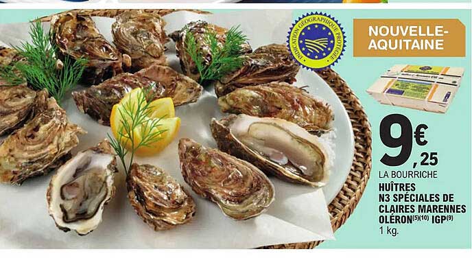 huîtres n3 spéciales de claires marennes oléron