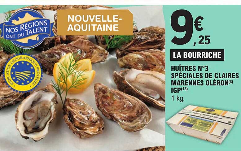 huîtres n°3 spéciales de claires marennes oléron igp
