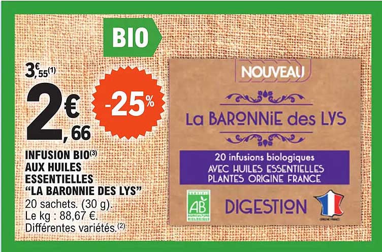 infusion bio aux huiles essentielles "la baronnie des lys"