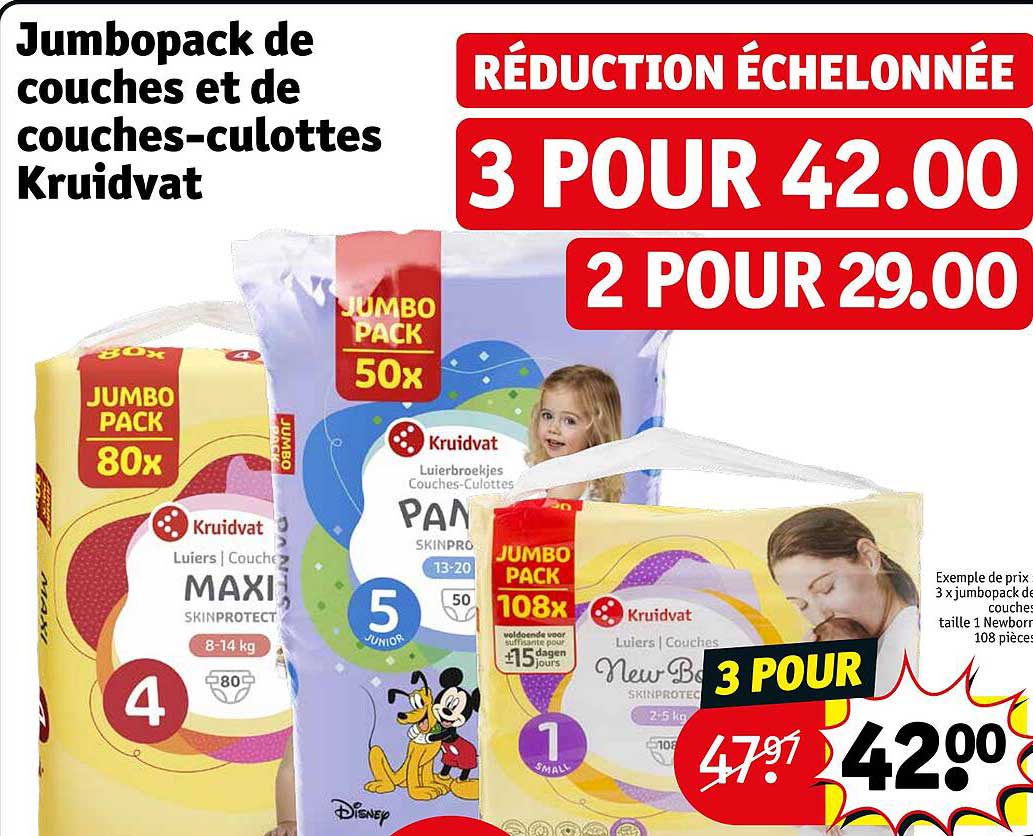 jumbopack de couches et de couches-culottes kruidvat