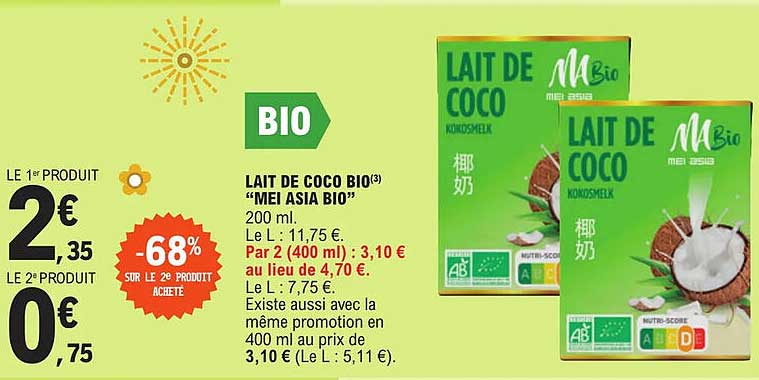 lait de coco bio "mei asia bio"