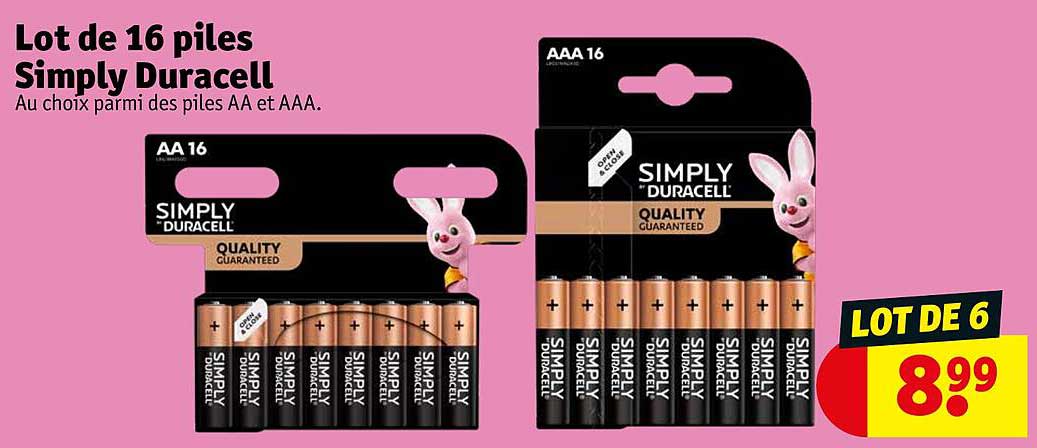 lot de 16 piles simply duracell