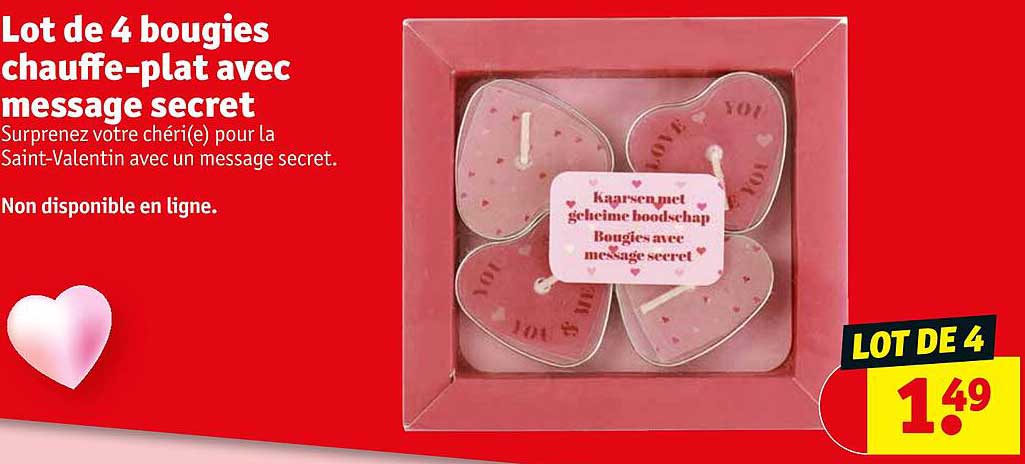 lot de 4 bougies chauffe-plat avec message secret