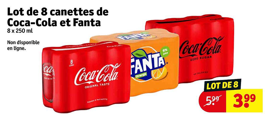 lot de 8 canettes de coca-cola et fanta