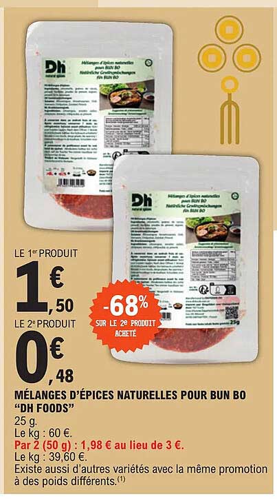 mélanges d'épices naturelles pour bun bo "dh foods"