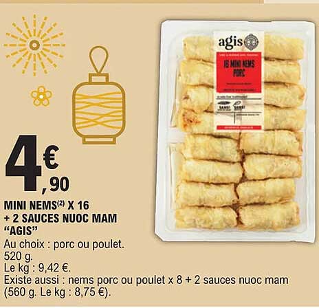 mini nems x 16 + 2 sauces nuoc mam "agis"