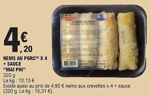 Nems Au Porc X 4 + Sauce "mai Phi"