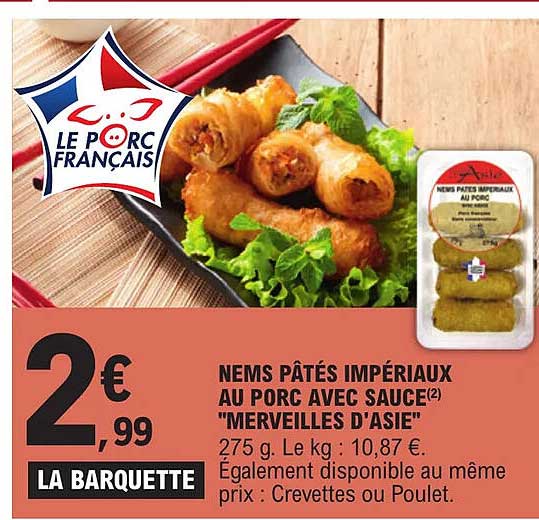 nems pâtés impériaux au porc avec sauce "merveilles d'asie"