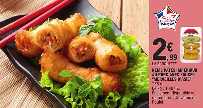 nems pâtés impériaux au porc avec sauce "merveilles d'asie"