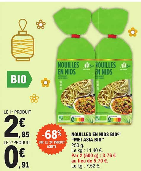 nouilles en nids bio "mei asia bio"
