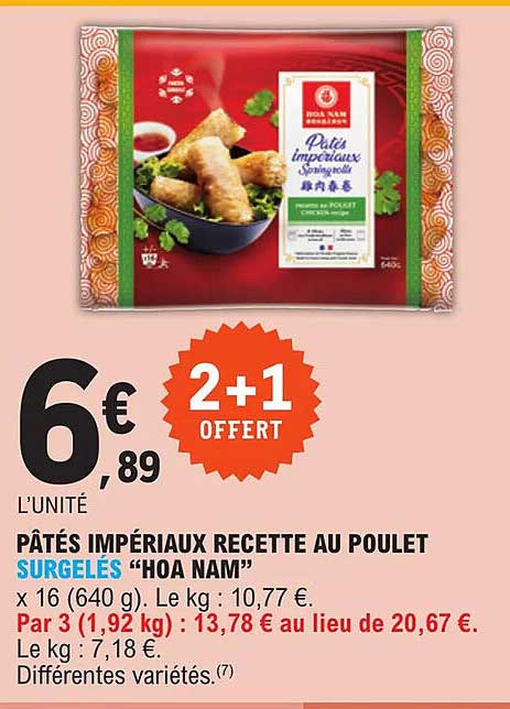 Pâtés Impériaux Recette Au Poulet Surgelés "hoa Nam"